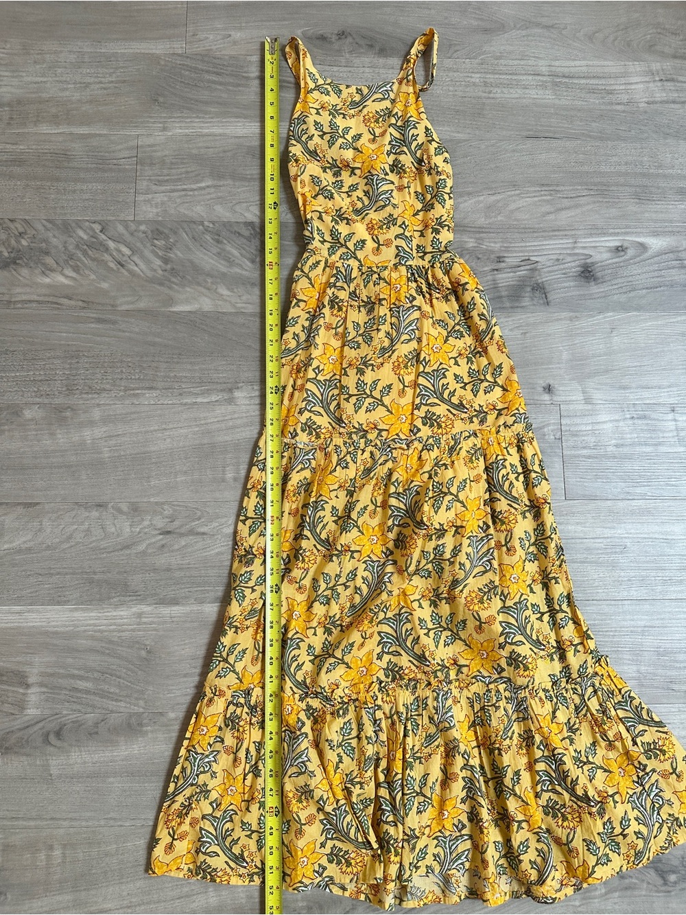 Mango Halter Neck Lace-Up Back Tiered Floral Maxi Dress in Yellow - Picture 9 of 13